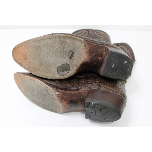 Lucchese *AS IS* Men\'s 10.5 EE Brown Hornback Caiman Crocodile Cowboy Boots USA main image 15